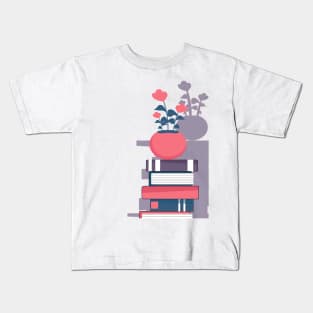 flower pot  book stack - aesthetic Kids T-Shirt